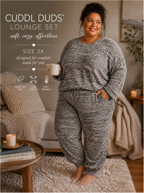 Cuddl Duds Lounge Set 2PC Gray Space Dye Pajama Set Size 2X NWT Cozy Soft